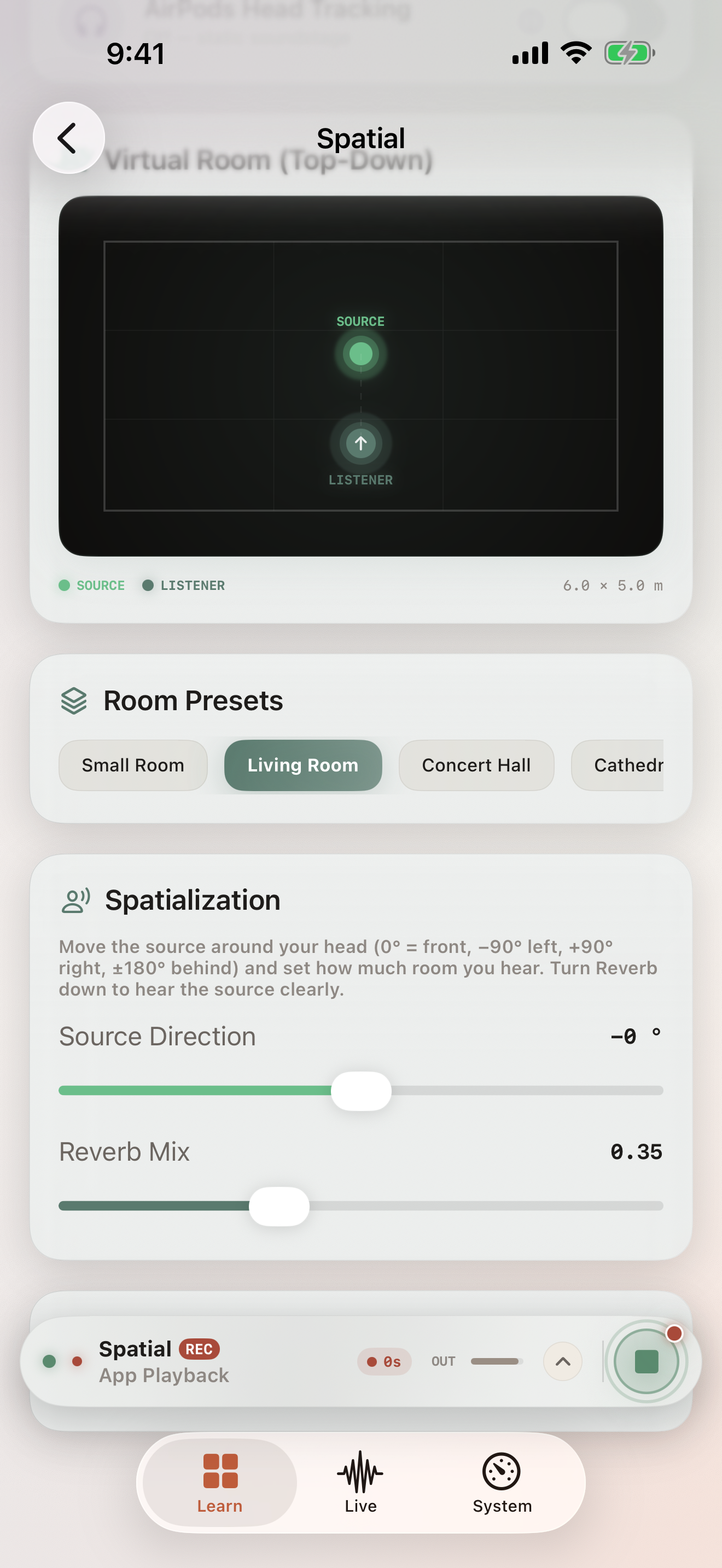 Spatial Lab — HRTF binaural room simulation with source and listener controls