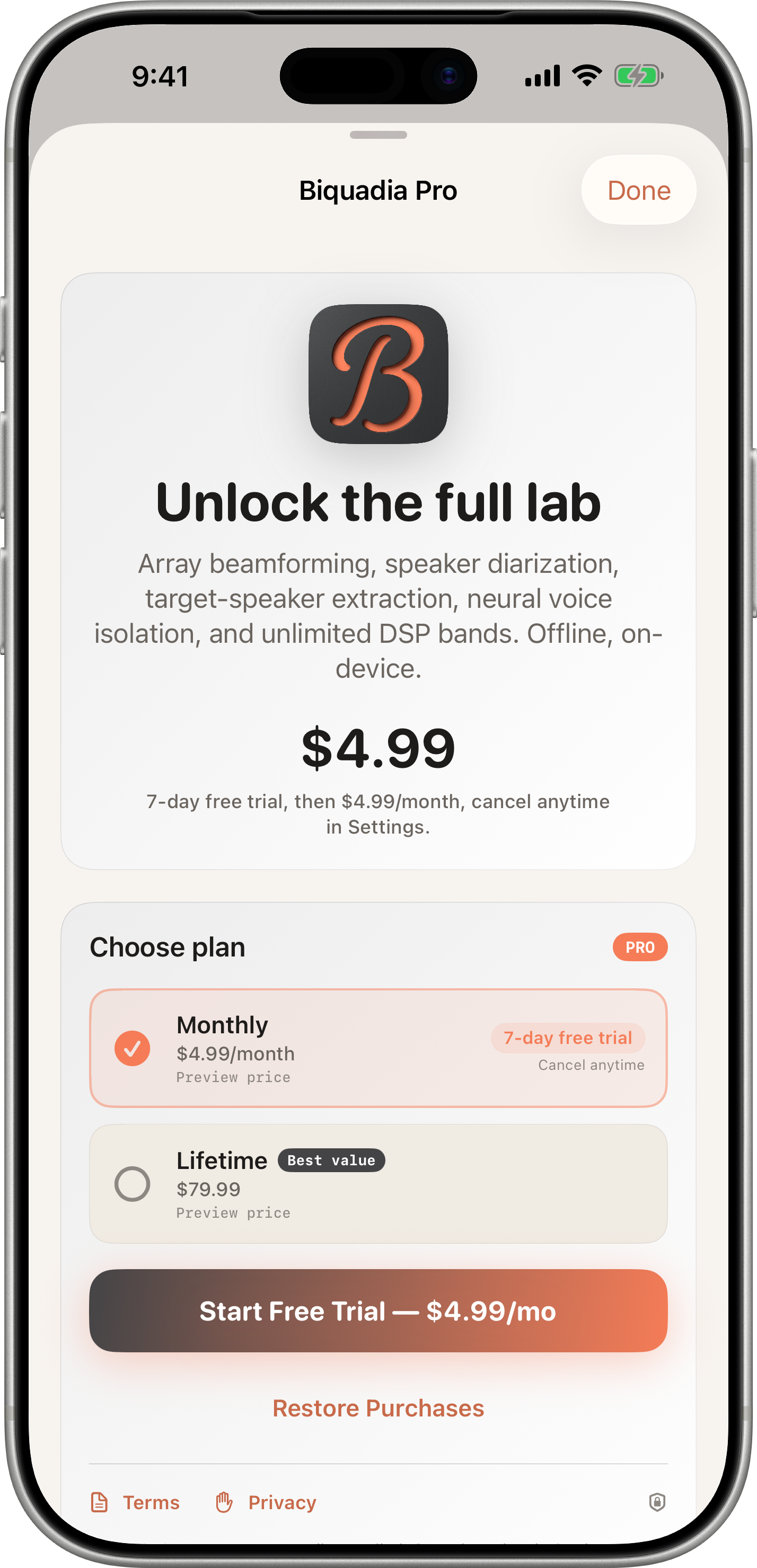 Biquadia Pro — Paywall